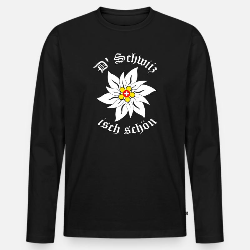 edelweiss - schweiz - Männer Premium Bio Langarmshirt - Schwarz