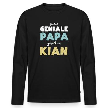 Dieser Geniale Papa Gehört Zu Kian - Männer Premium Bio Langarmshirt - Schwarz - Vorne - Nico (187cm)