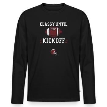 Classy jusqu’au coup d’envoi - Football - T-shirt manches longues Premium bio Homme - noir - Devant - Nico (187cm)