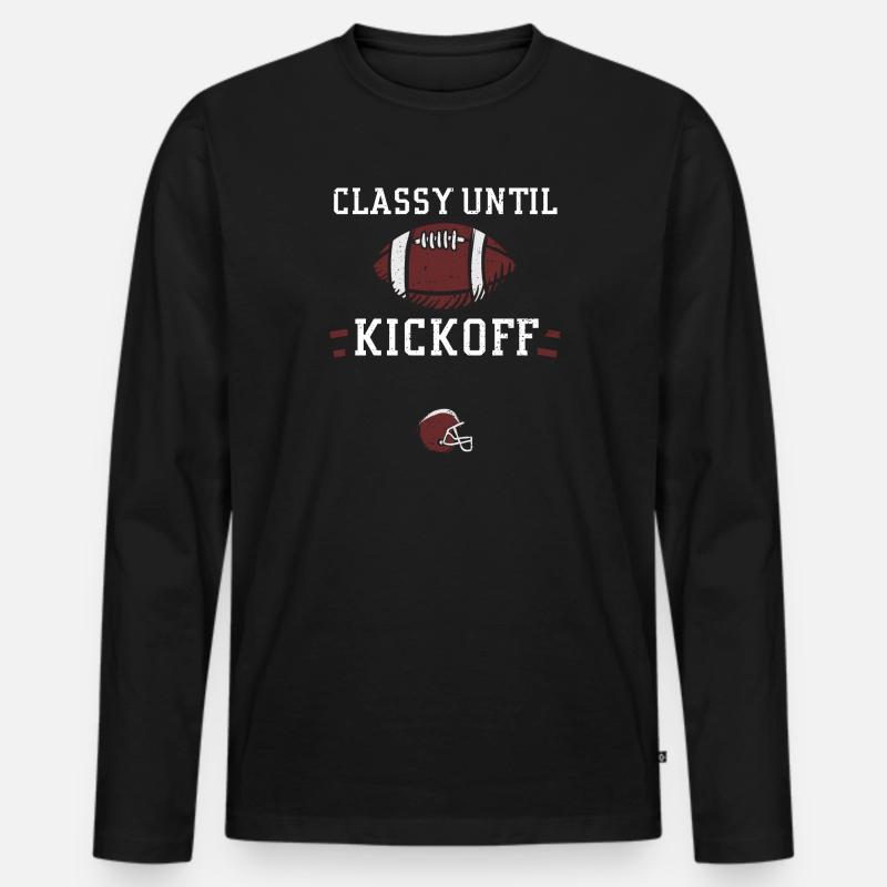 Classy Until Kickoff - Football - Männer Premium Bio Langarmshirt - Schwarz