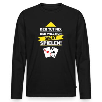 Der tut nix der will nur Skat spielen - Männer Premium Bio Langarmshirt - Schwarz - Vorne - Nico (187cm)