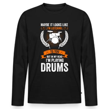 Drums Band Drummer Rock Music - Men's Premium Organic Long Sleeve Shirt - black - Front - Nico (187cm)