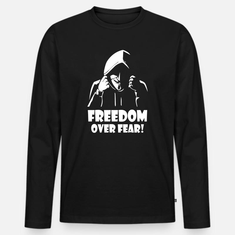 Freedom Over Fear Anonymous - Männer Premium Bio Langarmshirt - Schwarz