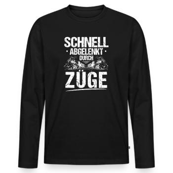 Triebfahrzeugführer Lokführer Züge Zug Lokomotive - Männer Premium Bio Langarmshirt - Schwarz - Vorne - Nico (187cm)