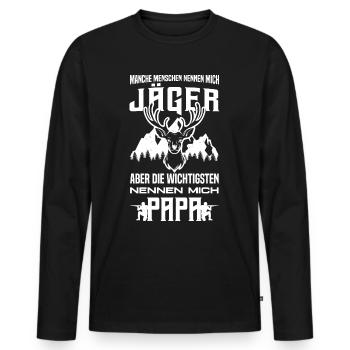 Jäger Papa Waidmannsheil Hirschgeweih Jägersprache - Männer Premium Bio Langarmshirt - Schwarz - Vorne - Nico (187cm)