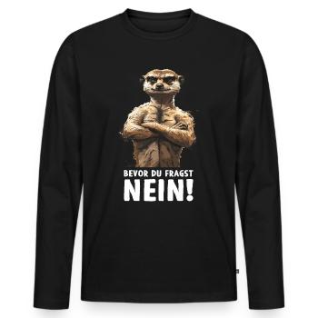 Suricate Mangouste Mangouste avant que vous ne demandiez Non - T-shirt manches longues Premium bio Homme - noir - Devant - Nico (187cm)