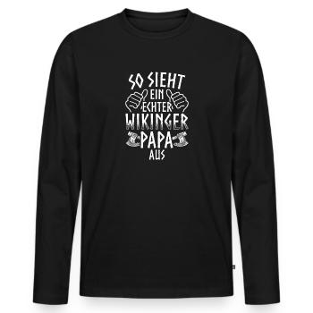 So Sieht Echter Wikinger Papa Aus Wikinger - Männer Premium Bio Langarmshirt - Schwarz - Vorne - Nico (187cm)