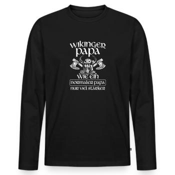Wikinger Papa Viel Stärker Nordmänner Wikinger - Männer Premium Bio Langarmshirt - Schwarz - Vorne - Nico (187cm)