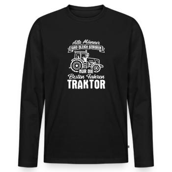 Traktor Bauer - Männer Premium Bio Langarmshirt - Schwarz - Vorne - Nico (187cm)