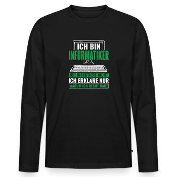 Informatik Informatiker Programmierer - Männer Premium Bio Langarmshirt - Schwarz - Vorne - Nico (187cm)