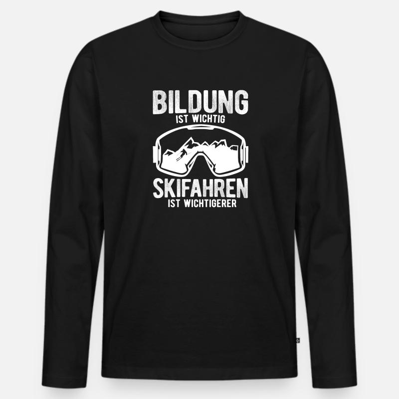 Ski Skiing Gift - Männer Premium Bio Langarmshirt - Schwarz