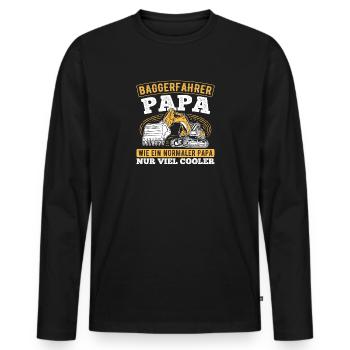 Baggerfahrer Papa Viel Cooler Vater Bagger - Männer Premium Bio Langarmshirt - Schwarz - Vorne - Nico (187cm)