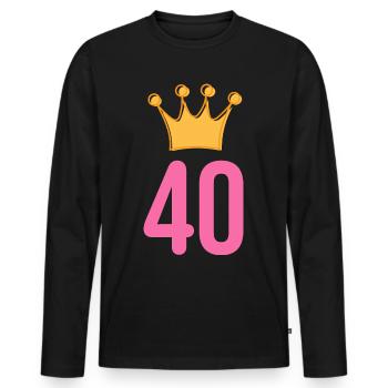 40. Geburtstag Jubiläum Krone - Männer Premium Bio Langarmshirt - Schwarz - Vorne - Nico (187cm)