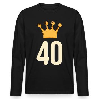 40th Birthday Congratulations Krone - Men's Premium Organic Long Sleeve Shirt - black - Front - Nico (187cm)