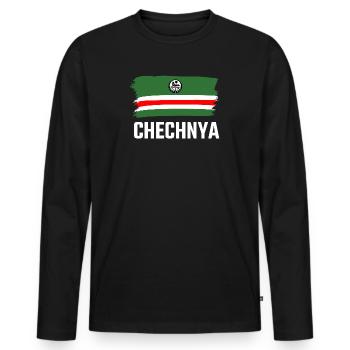 Chechnya Chechen Tschetschenien Tschetschene Flag - Männer Premium Bio Langarmshirt - Schwarz - Vorne - Nico (187cm)