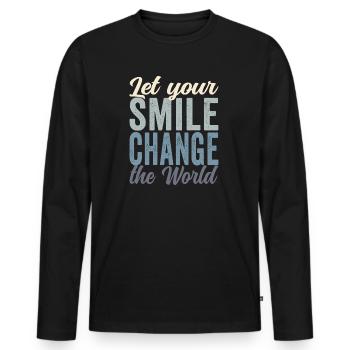 Let your smile change the world block farbig - Männer Premium Bio Langarmshirt - Schwarz - Vorne - Nico (187cm)