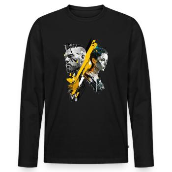 cyber punk No104 - Männer Premium Bio Langarmshirt - Schwarz - Vorne - Nico (187cm)