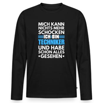 Nicht schockbarer Techniker - Männer Premium Bio Langarmshirt - Schwarz - Vorne - Nico (187cm)