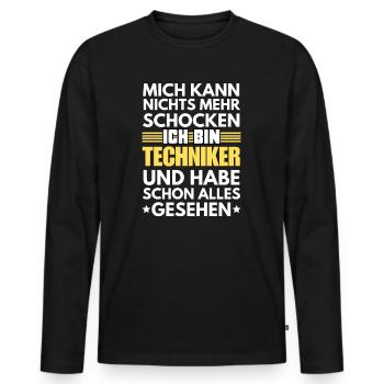 Nicht schockbarer Techniker - Männer Premium Bio Langarmshirt - Schwarz - Vorne - Nico (187cm)