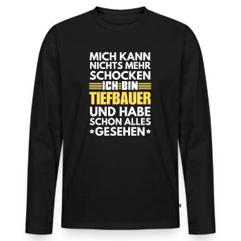 Nicht schockbarer Tiefbauer - Männer Premium Bio Langarmshirt - Schwarz - Vorne - Nico (187cm)