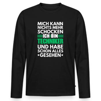Nicht schockbarer Techniker - Männer Premium Bio Langarmshirt - Schwarz - Vorne - Nico (187cm)
