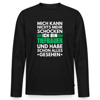 Nicht schockbarer Tiefbauer - Männer Premium Bio Langarmshirt - Schwarz - Vorne - Nico (187cm)
