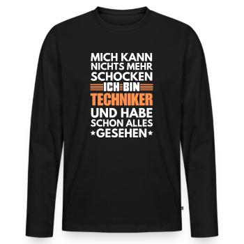 Nicht schockbarer Techniker - Männer Premium Bio Langarmshirt - Schwarz - Vorne - Nico (187cm)