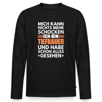 Nicht schockbarer Tiefbauer - Männer Premium Bio Langarmshirt - Schwarz - Vorne - Nico (187cm)
