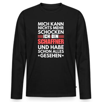 Nicht schockbarer Schaffner - Männer Premium Bio Langarmshirt - Schwarz - Vorne - Nico (187cm)