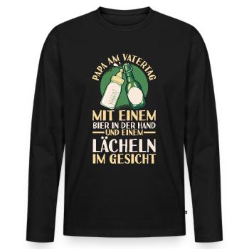Papa Bier Vater Vatertag - Männer Premium Bio Langarmshirt - Schwarz - Vorne - Nico (187cm)
