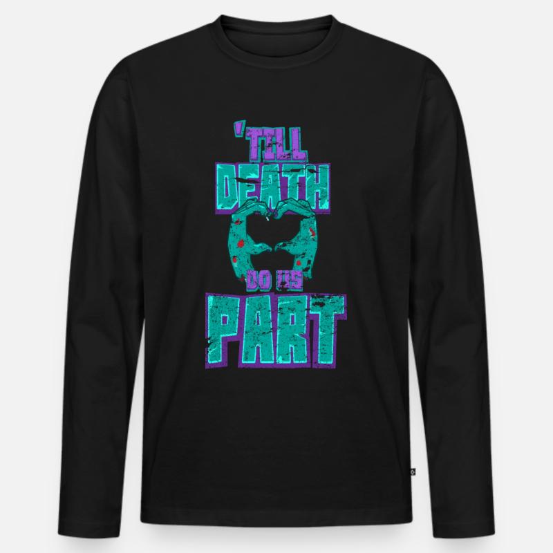 Halloween Zombie Paerchen Partner - Männer Premium Bio Langarmshirt - Schwarz
