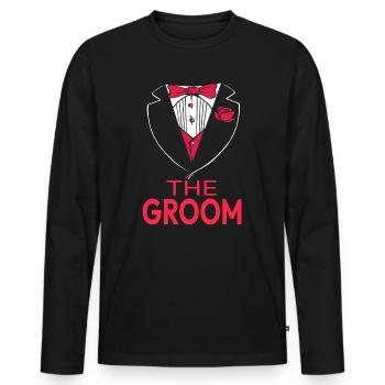 Wedding Engagement Getting Married JGA The Groom - Men's Premium Organic Long Sleeve Shirt - black - Front - Nico (187cm)