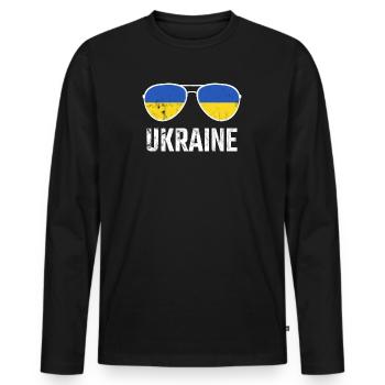 Ukraine Ukraina Slava Ukraine Sunglasses Flag - Men's Premium Organic Long Sleeve Shirt - black - Front - Nico (187cm)