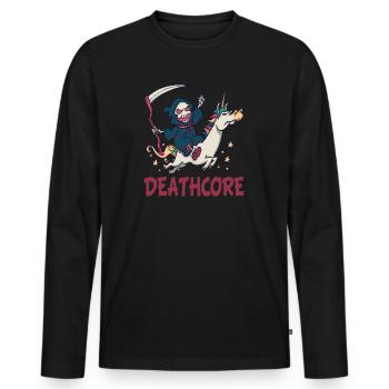 Lustiger Deathcore Sensenmann Einhorn Metalhead - Männer Premium Bio Langarmshirt - Schwarz - Vorne - Nico (187cm)