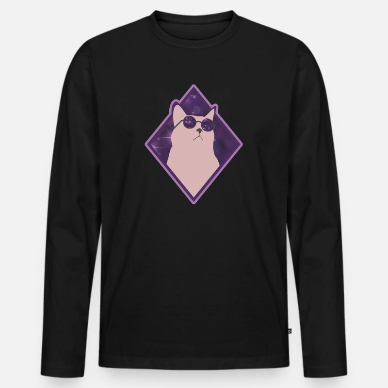 Galaxy Katze - Männer Premium Bio Langarmshirt - Schwarz