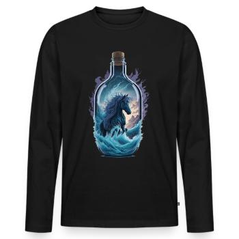 Bouteille de cheval - T-shirt manches longues Premium bio Homme - noir - Devant - Nico (187cm)