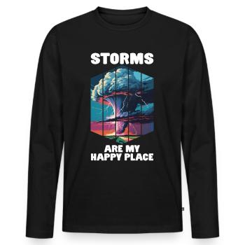 Tempête violente Tornade Ouragan Chasseur de tempête - T-shirt manches longues Premium bio Homme - noir - Devant - Nico (187cm)