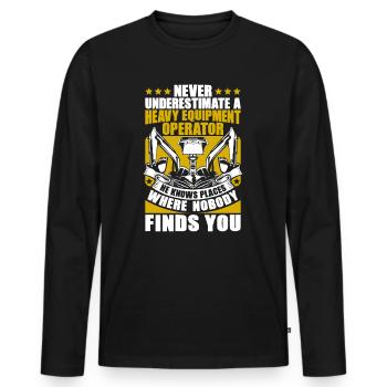 Excavator operator excavator operator construction equipment operator excavator - Men's Premium Organic Long Sleeve Shirt - black - Front - Nico (187cm)