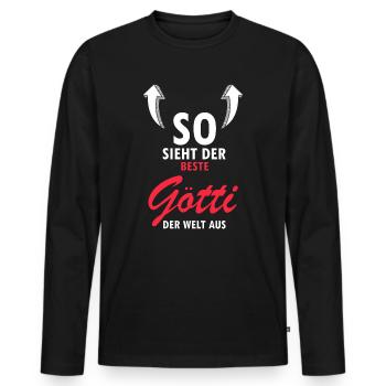 Götti Geschenk Taufgötte Firmggötti Shirt Götti - Männer Premium Bio Langarmshirt - Schwarz - Vorne - Nico (187cm)