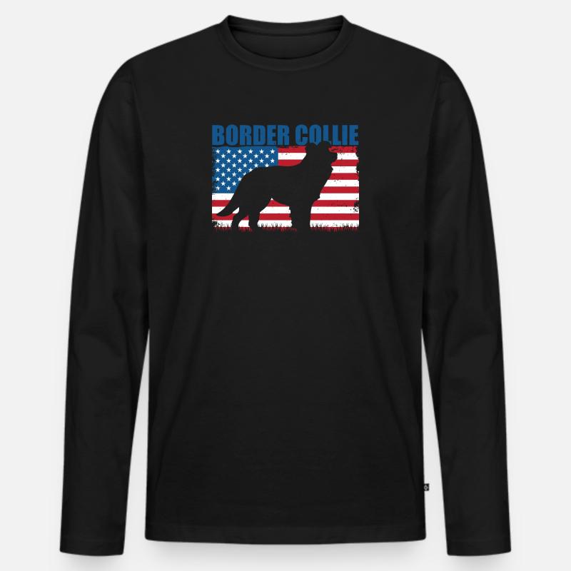 Border Collie Hund - Männer Premium Bio Langarmshirt - Schwarz