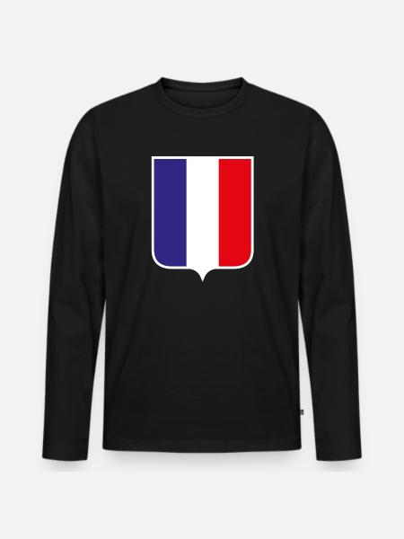 France - Männer Premium Bio Langarmshirt - Schwarz