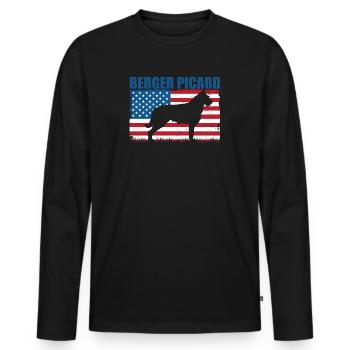 Berger de Picardie - Berger Picard - T-shirt manches longues Premium bio Homme - noir - Devant - Nico (187cm)