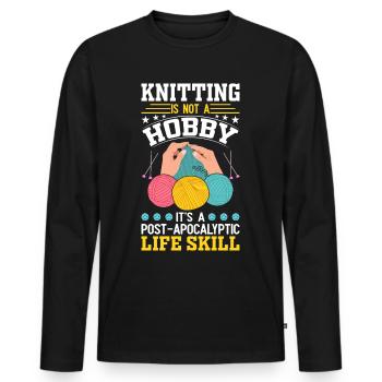 Stricken ist eine Lebenseinstellung - Männer Premium Bio Langarmshirt - Schwarz - Vorne - Nico (187cm)