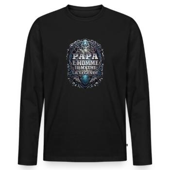 Papa homme mythe légende. - T-shirt manches longues Premium bio Homme - noir - Devant - Nico (187cm)