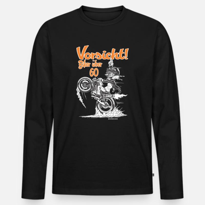Tees Paradise Biker ueber 60 Biker Geschenk Shirt Männer Premium Bio Langarmshirt
