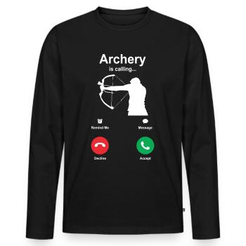 Tir à l’arc Arc arc arc-en-ciel cadeau - T-shirt manches longues Premium bio Homme - noir - Devant - Nico (187cm)