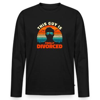 Finally Divorced - This Guy Is Free! - Men's Premium Organic Long Sleeve Shirt - black - Front - Nico (187cm)