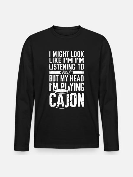 Cajon Player Gift - Men's Premium Organic Long Sleeve Shirt - black