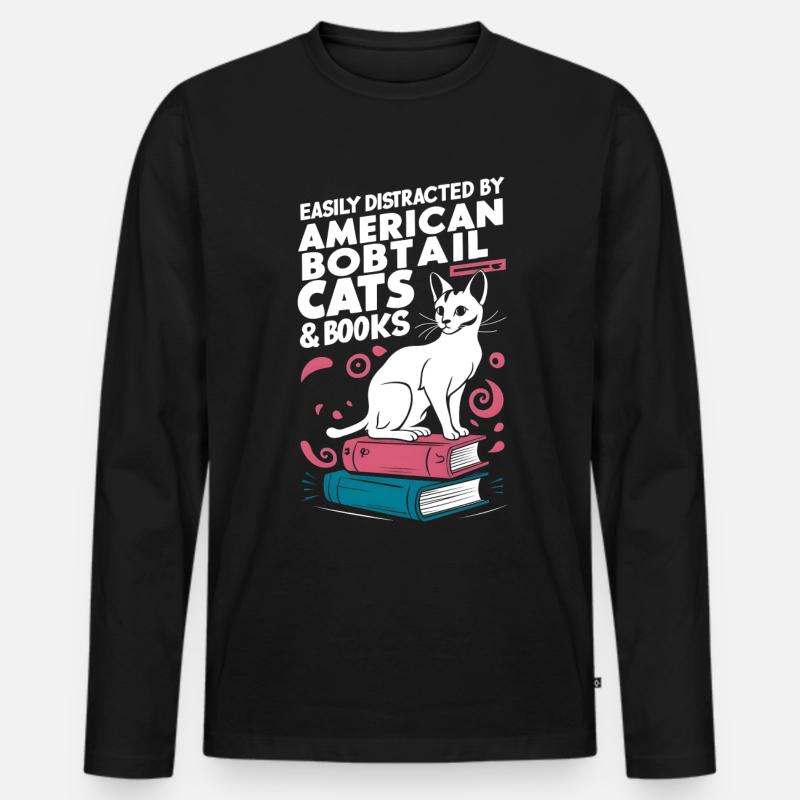 Katze American Bobtail Geschenk - Männer Premium Bio Langarmshirt - Schwarz