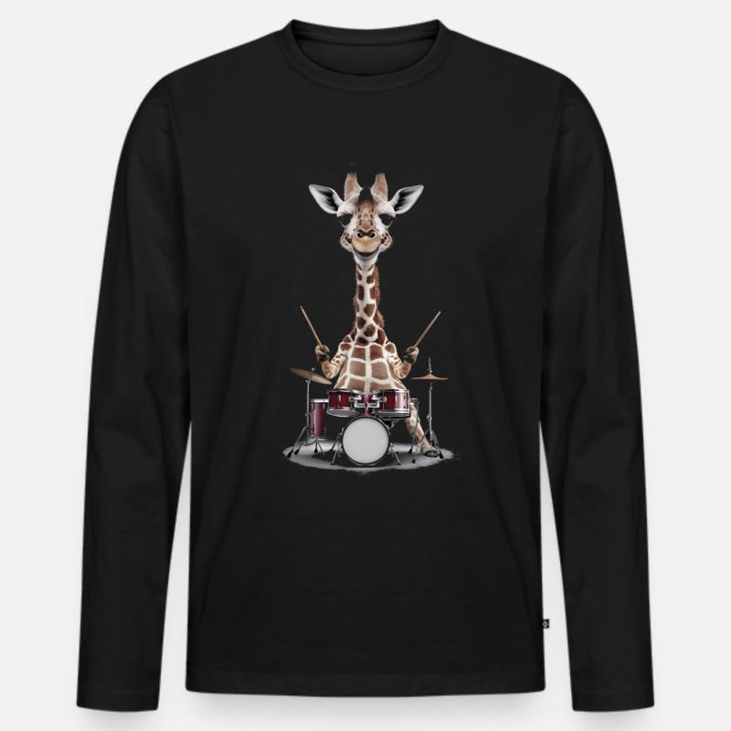 Giraffe Schlagzeug - Männer Premium Bio Langarmshirt - Schwarz